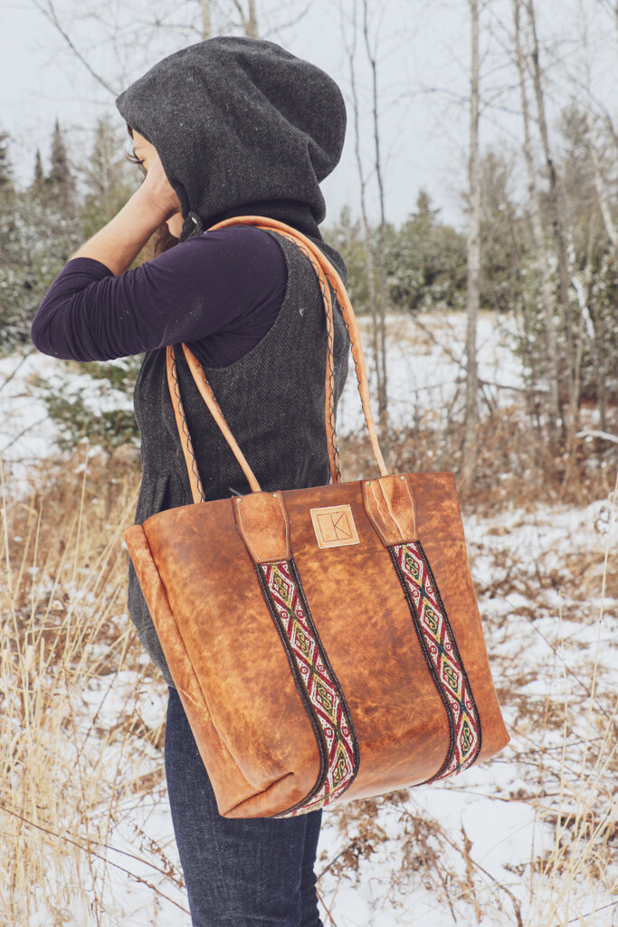 Braided handle Italian leather tote — Linny Kenney