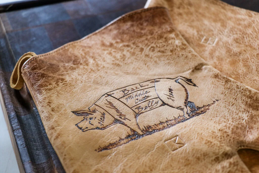 Leather Oven Mitts with Pig — Linny Kenney