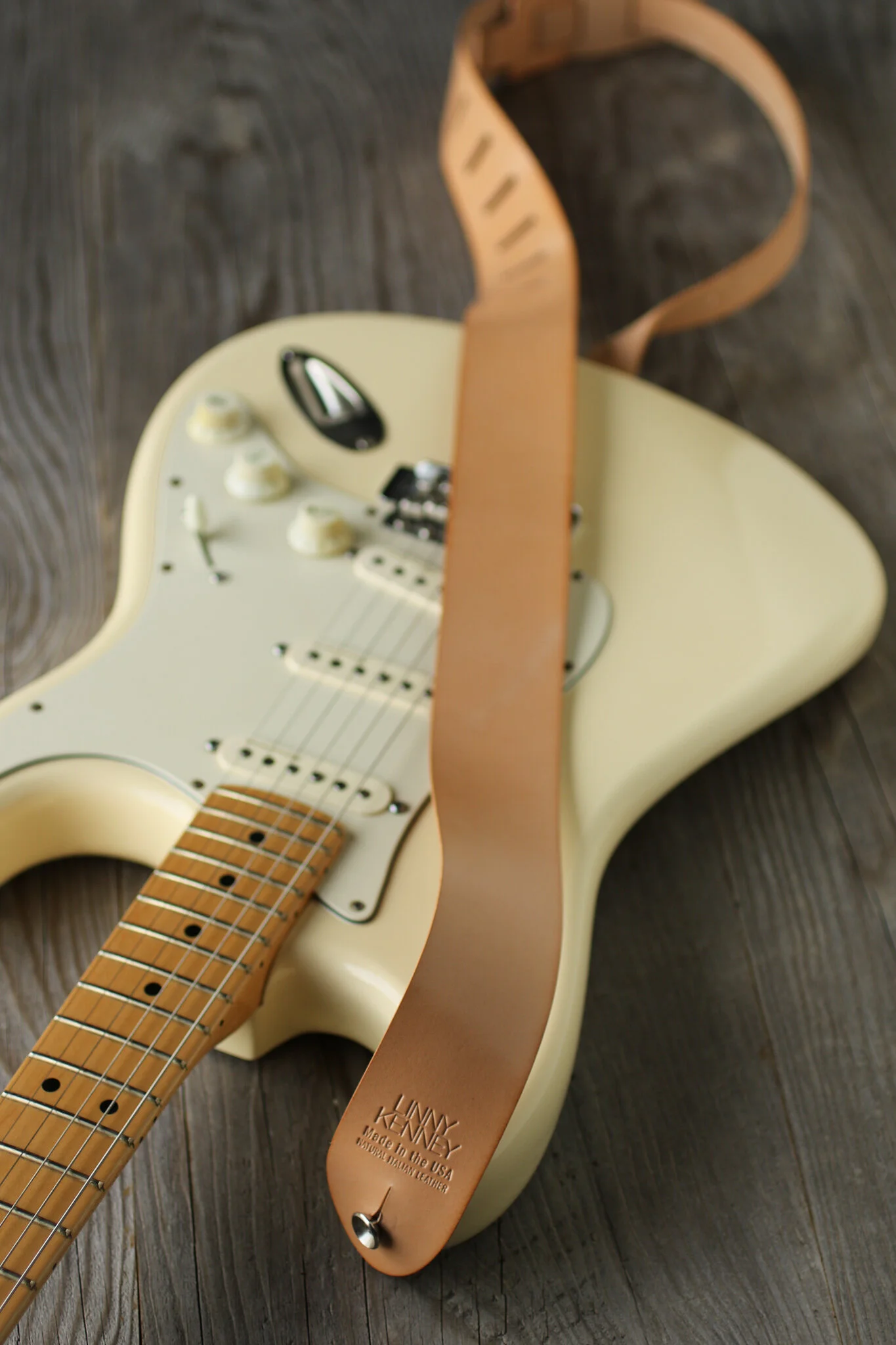 Black Italian Leather Guitar Strap — Linny Kenney