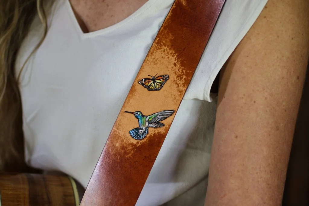 Hummingbird and Butterfly Guitar Strap — Linny Kenney