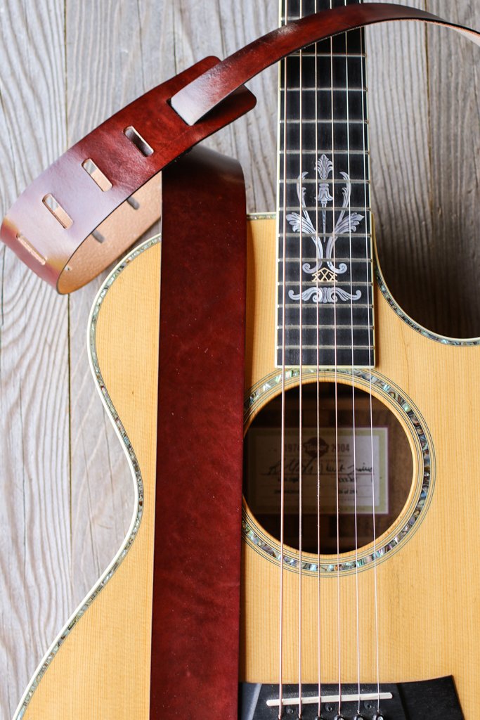 Natural Italian Leather Guitar Strap \\ Old Timber \\ 2 Wide — Linny Kenney