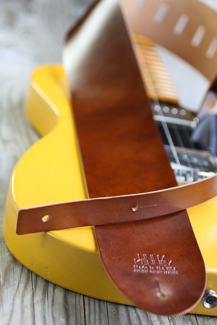Golden Brown Leather Guitar Strap — Linny Kenney