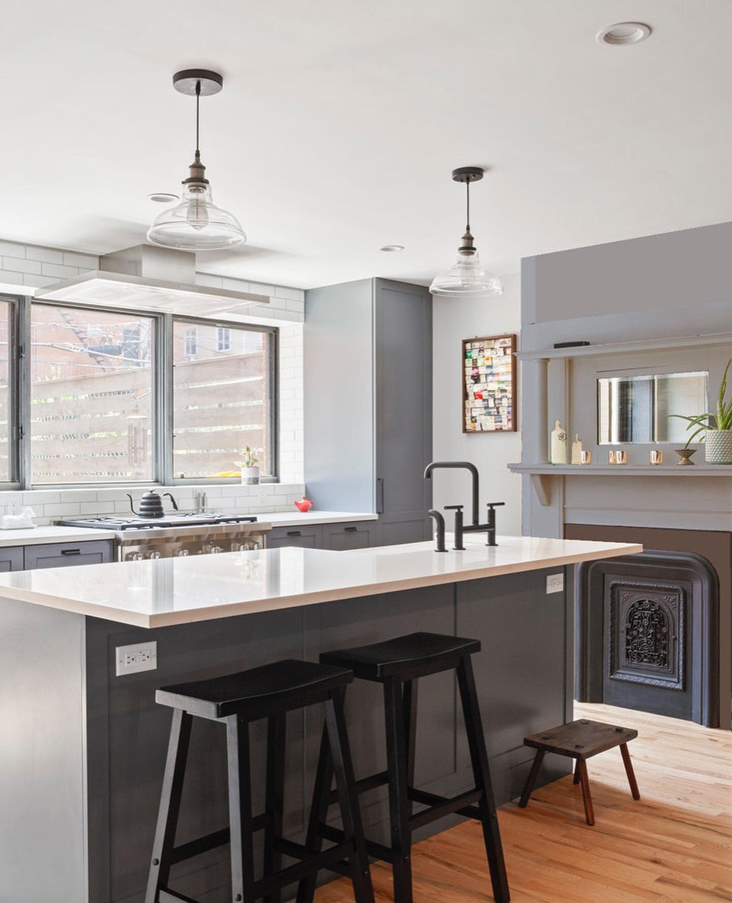 Makeover Mondays - this Landmarked Brownstone was cramped and dark with the ground floor kitchen having too many cabinets with too little light.  JMGA opened up the space by removing partitions, then opening up the windows to pour in new light.  The 