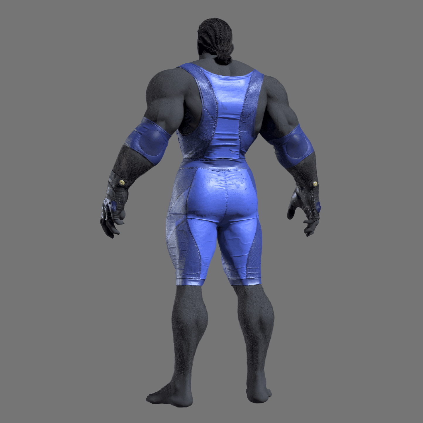 Animation of the digital sculpt of Fuerza's full costume in blue, from Warner Bros' The Flash.