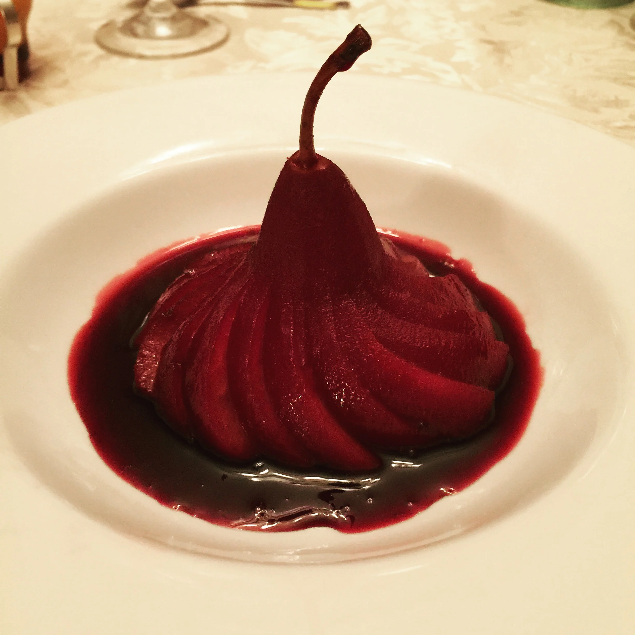 Spiced Wine Poached Pear
