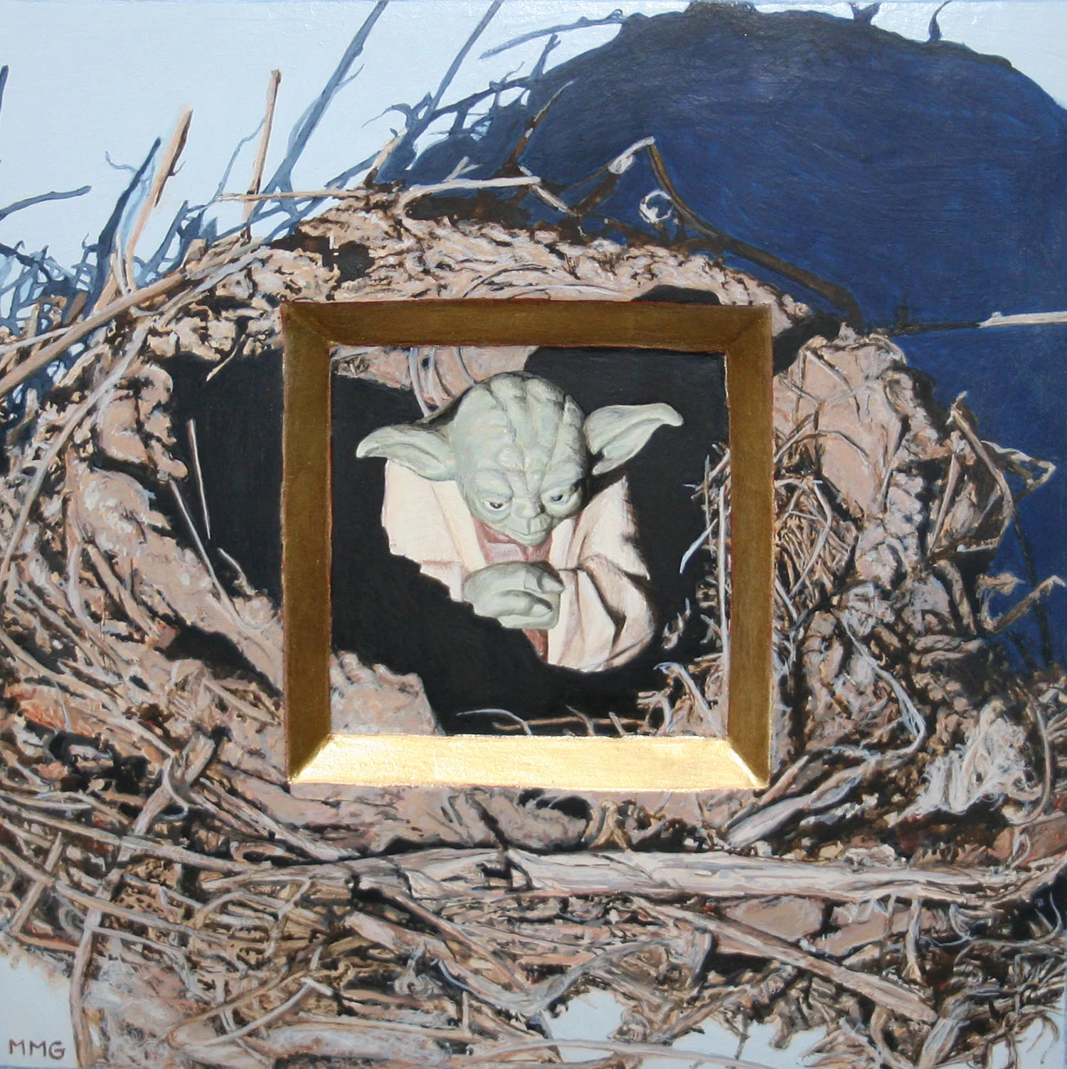 Nesting Yoda - 8" x 8" poplar icon panel