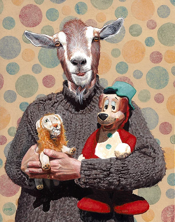 Goat with Toys - 5.5" x 7"