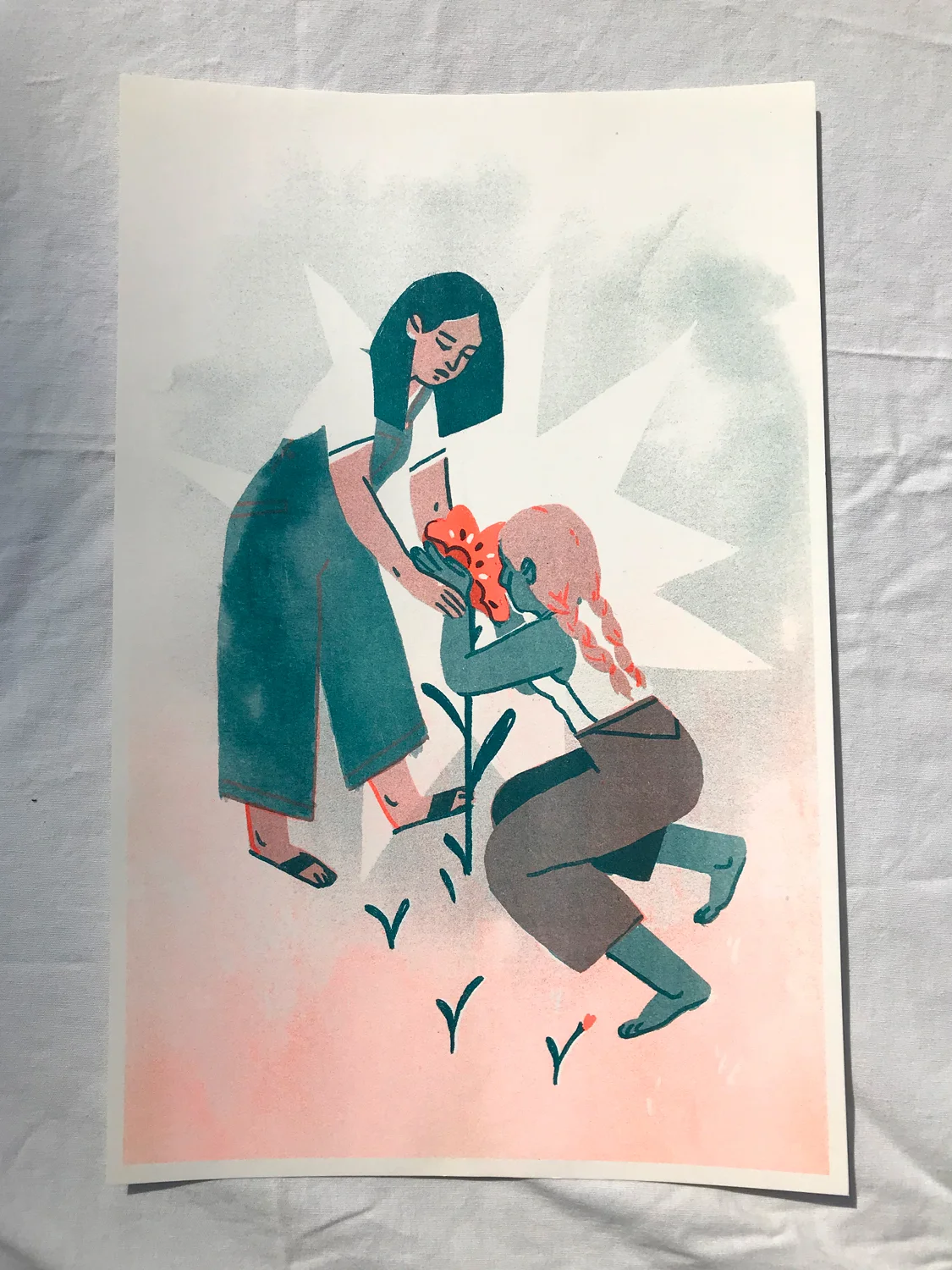 Star Flower Risograph Print