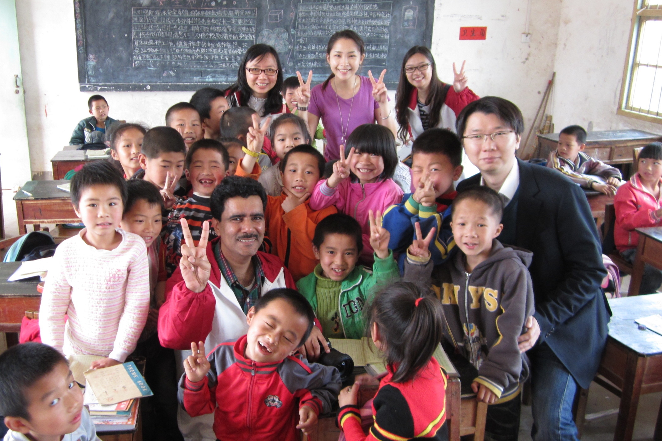 Mingling with children in the classroom