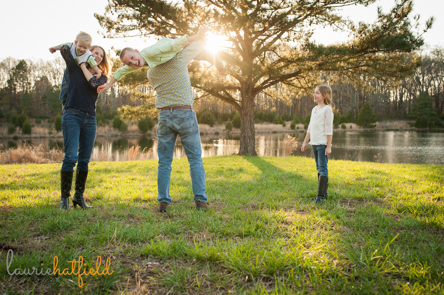 family of five playing in grass {huntsville al family photographer}