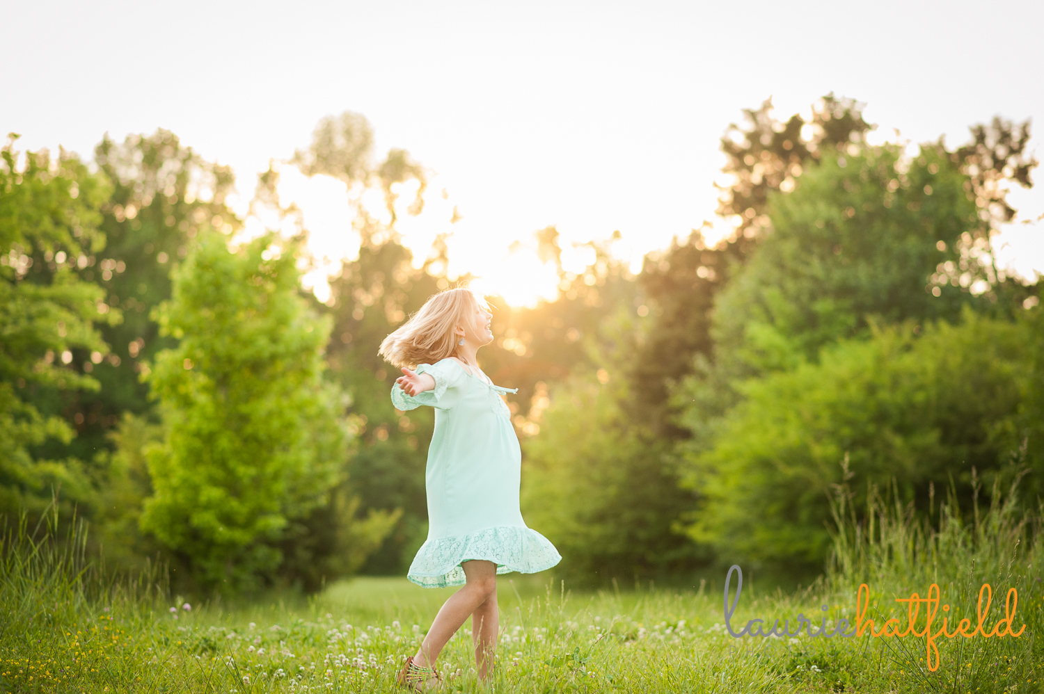 little girl dancing at sunset | Huntsville child photographer