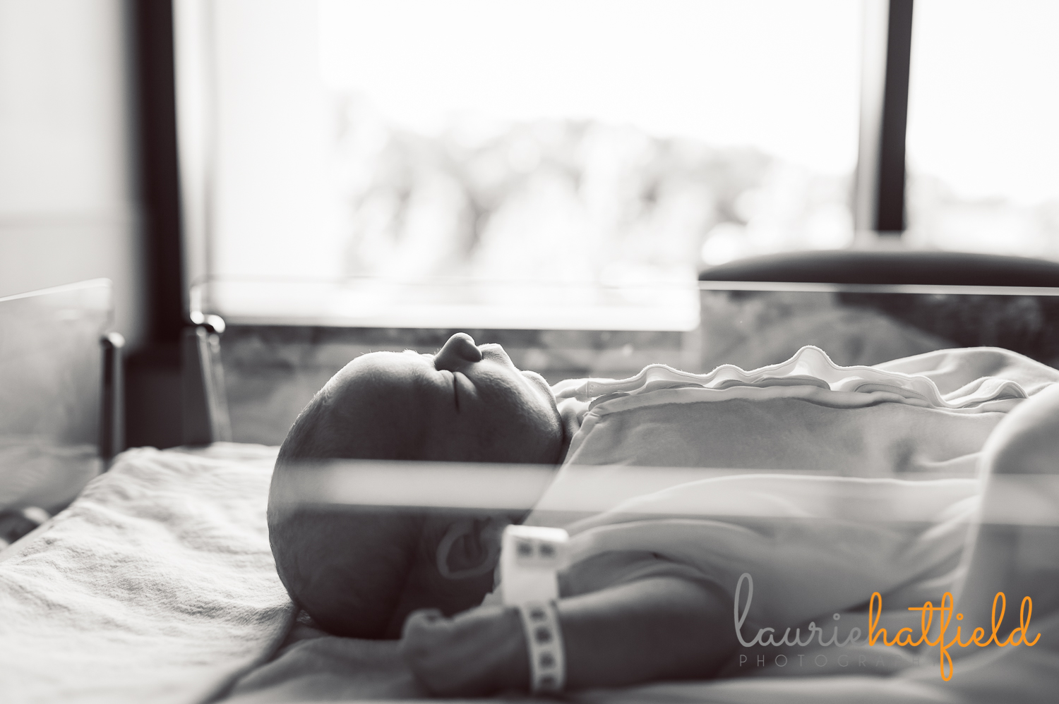 newborn in hospital bassinet | Huntsville baby photographer