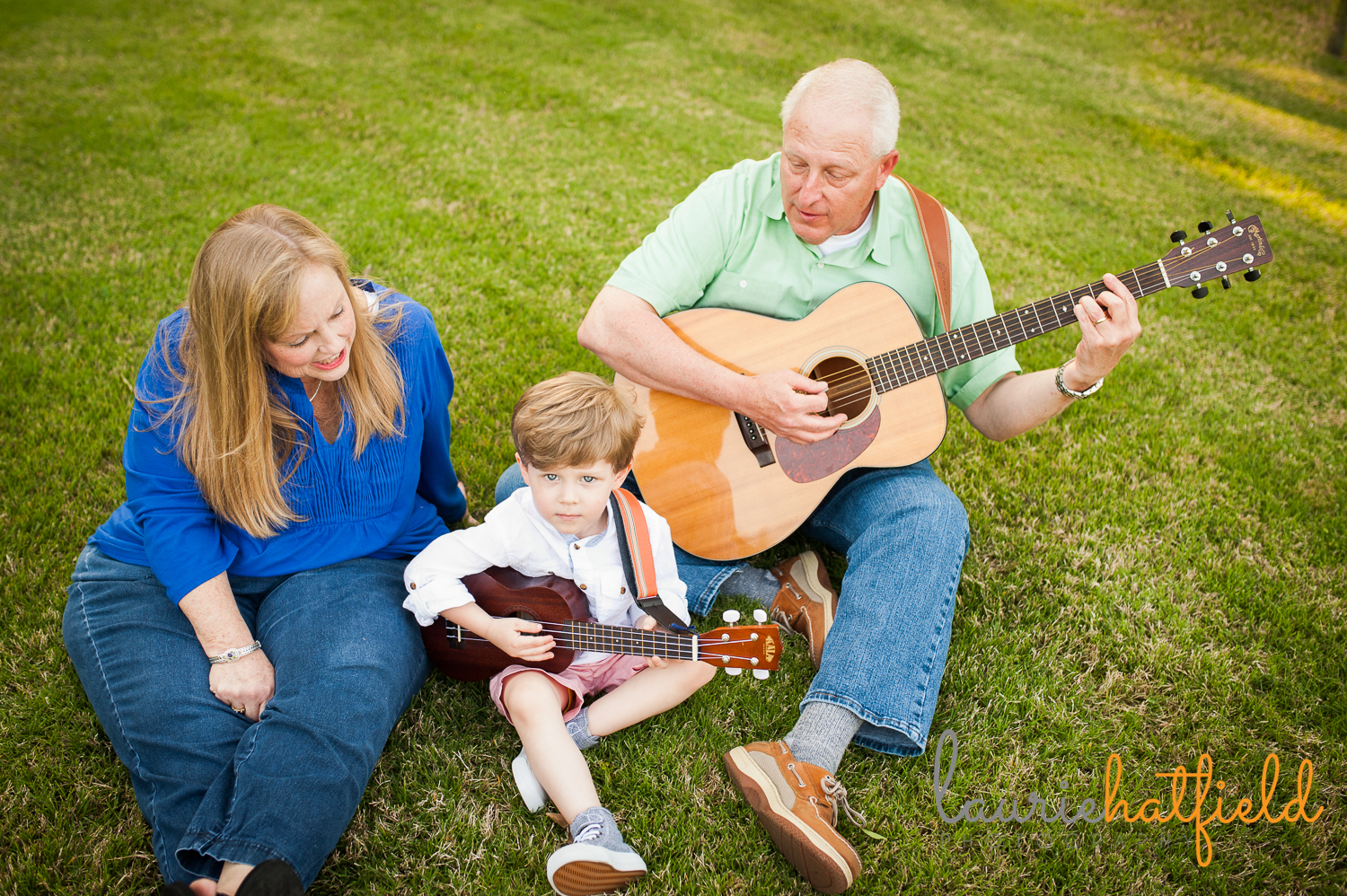 grandparents and grandson playing guitar | Huntsville photographer