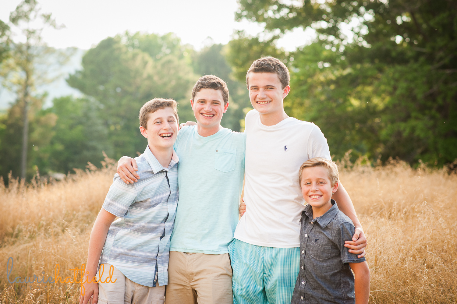 4 brothers in a field | Huntsville family photographer
