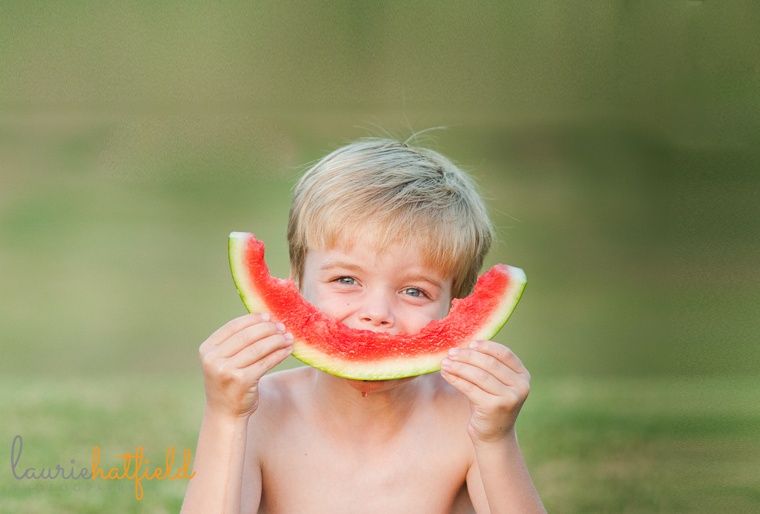 little boy and watermelon rind | Huntsville family photographer
