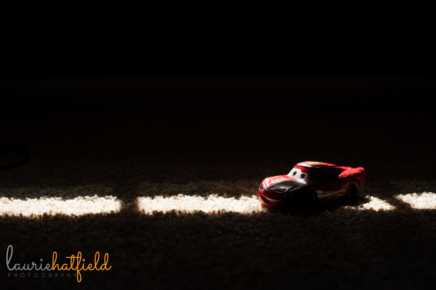Lightning McQueen car in shadows | Huntsville family photographer