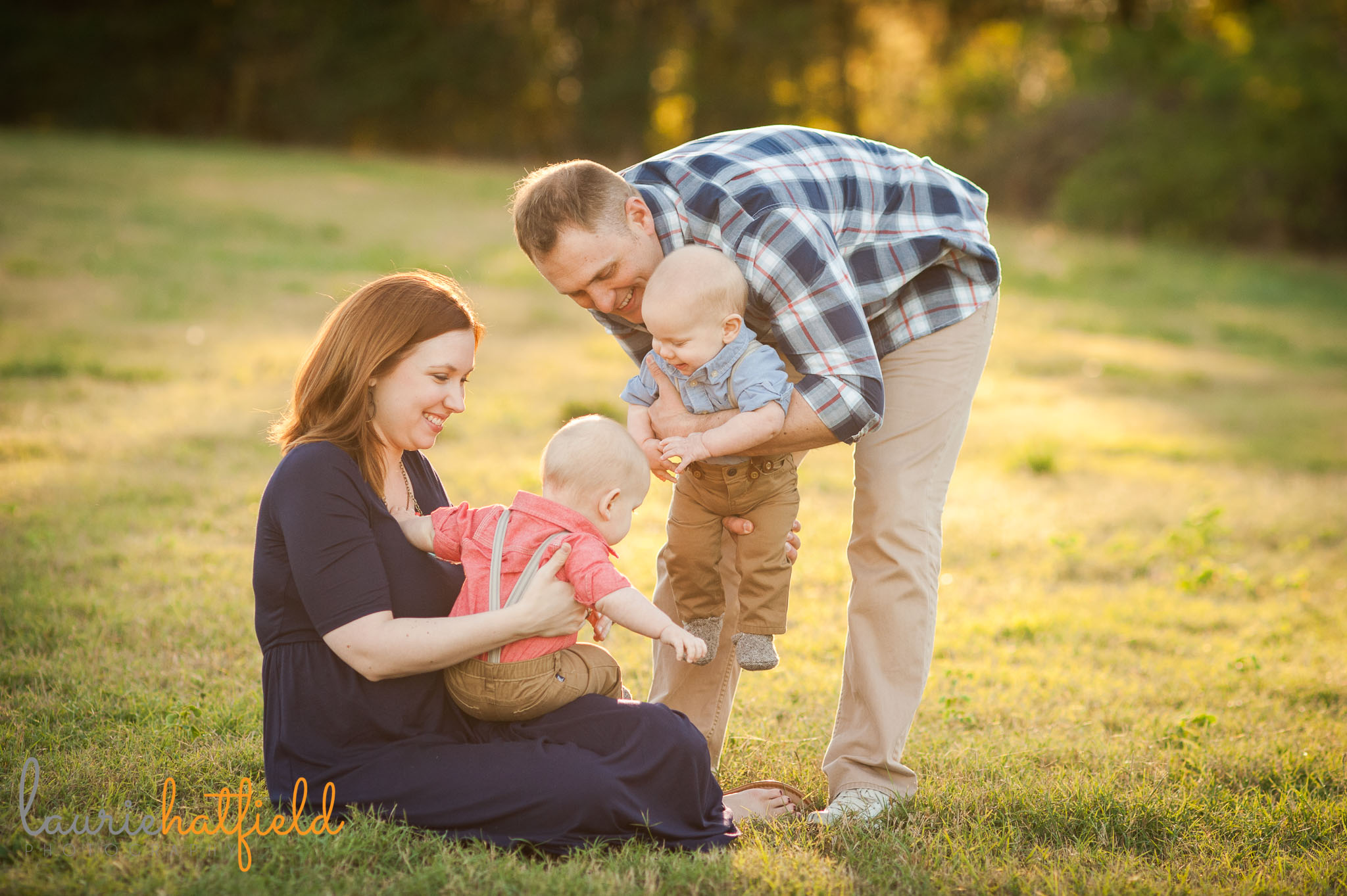 family of four in field | Mobile AL lifestyle photographer