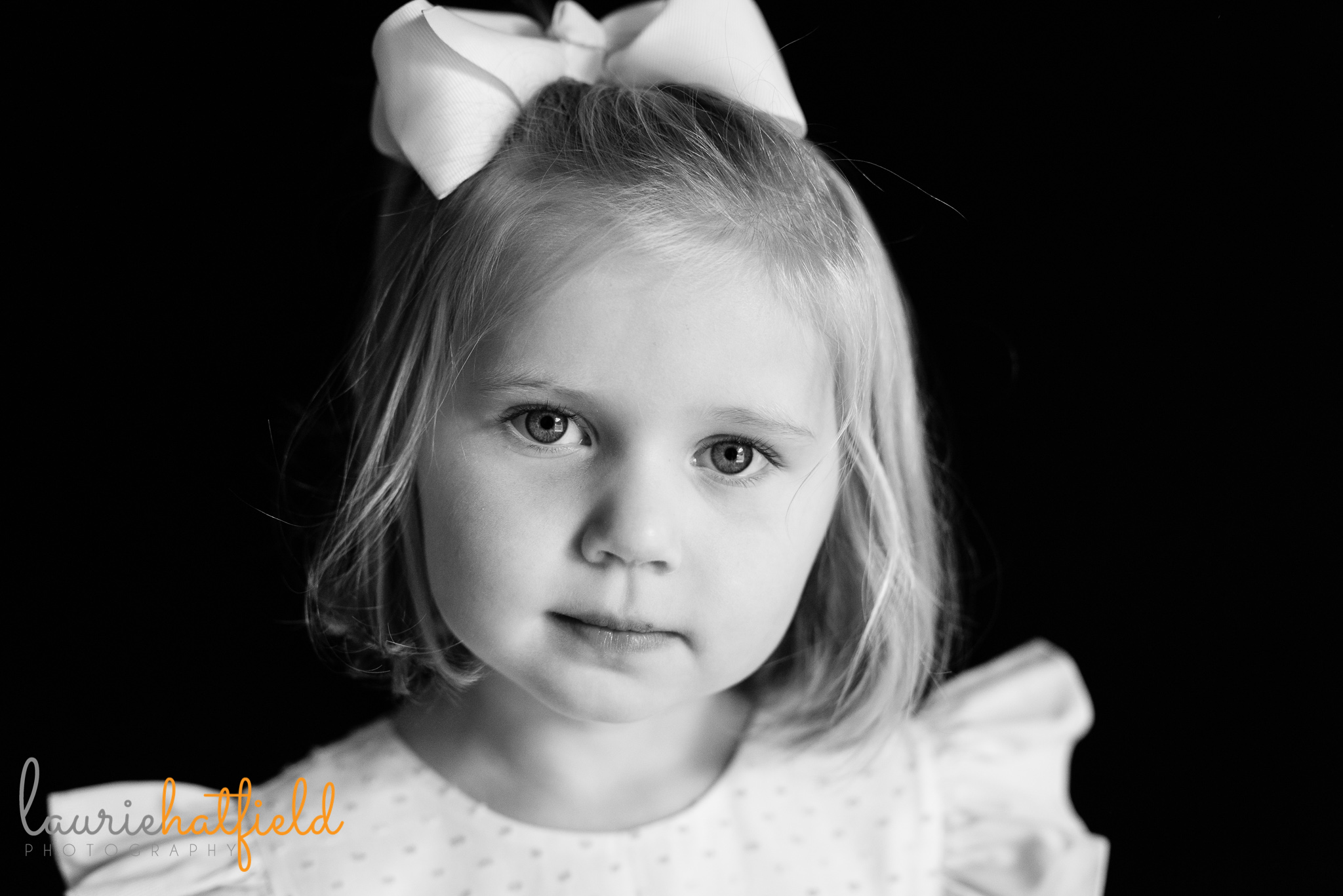 4-year-old girl black and white portrait | Mobile AL school photographer