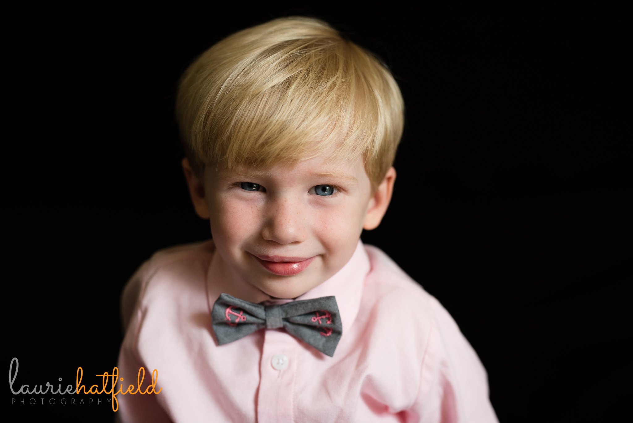 blond 3-year-old school photo | Mobile AL preschool photographer