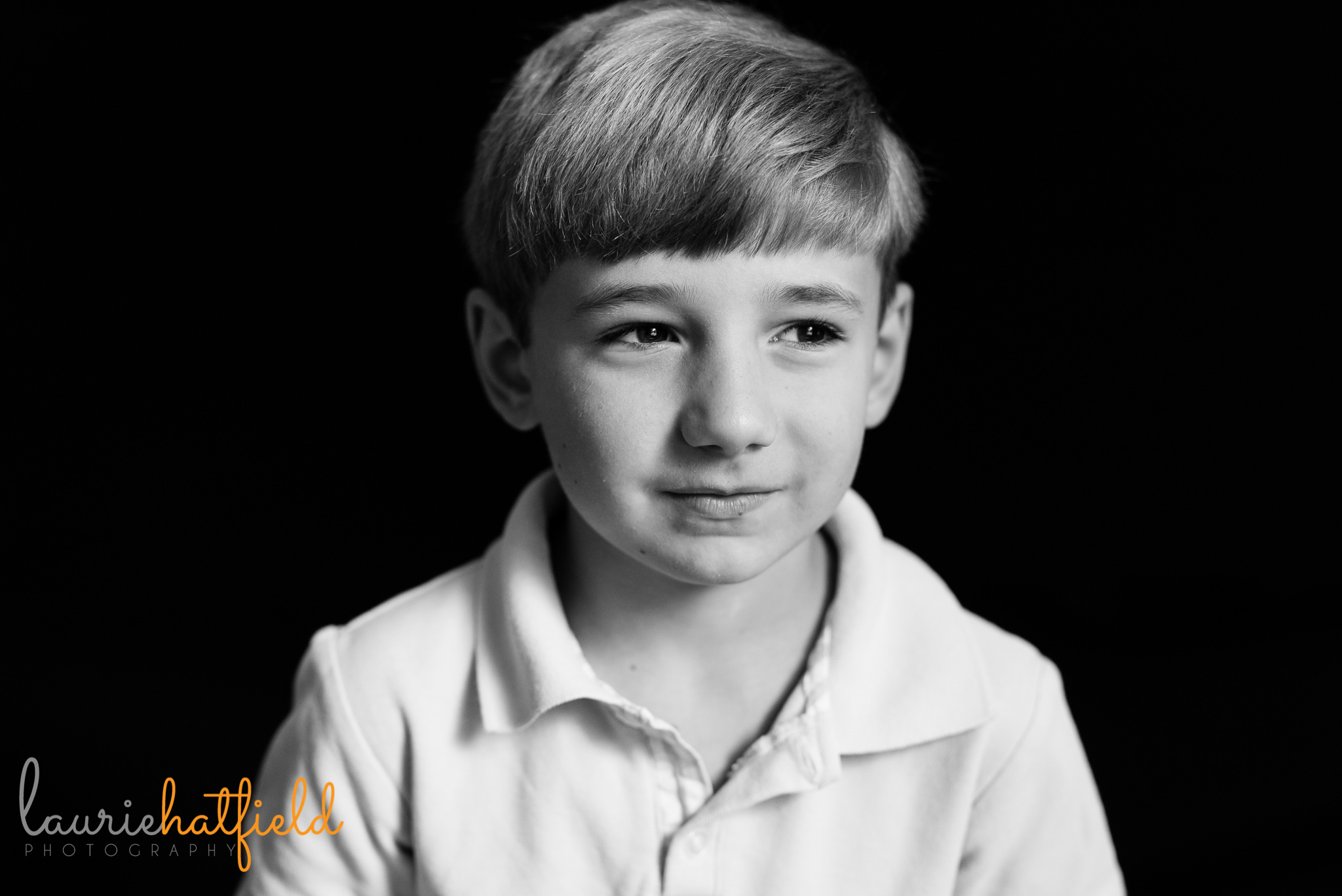black and white portrait of first grade boy | Mobile AL school photographer