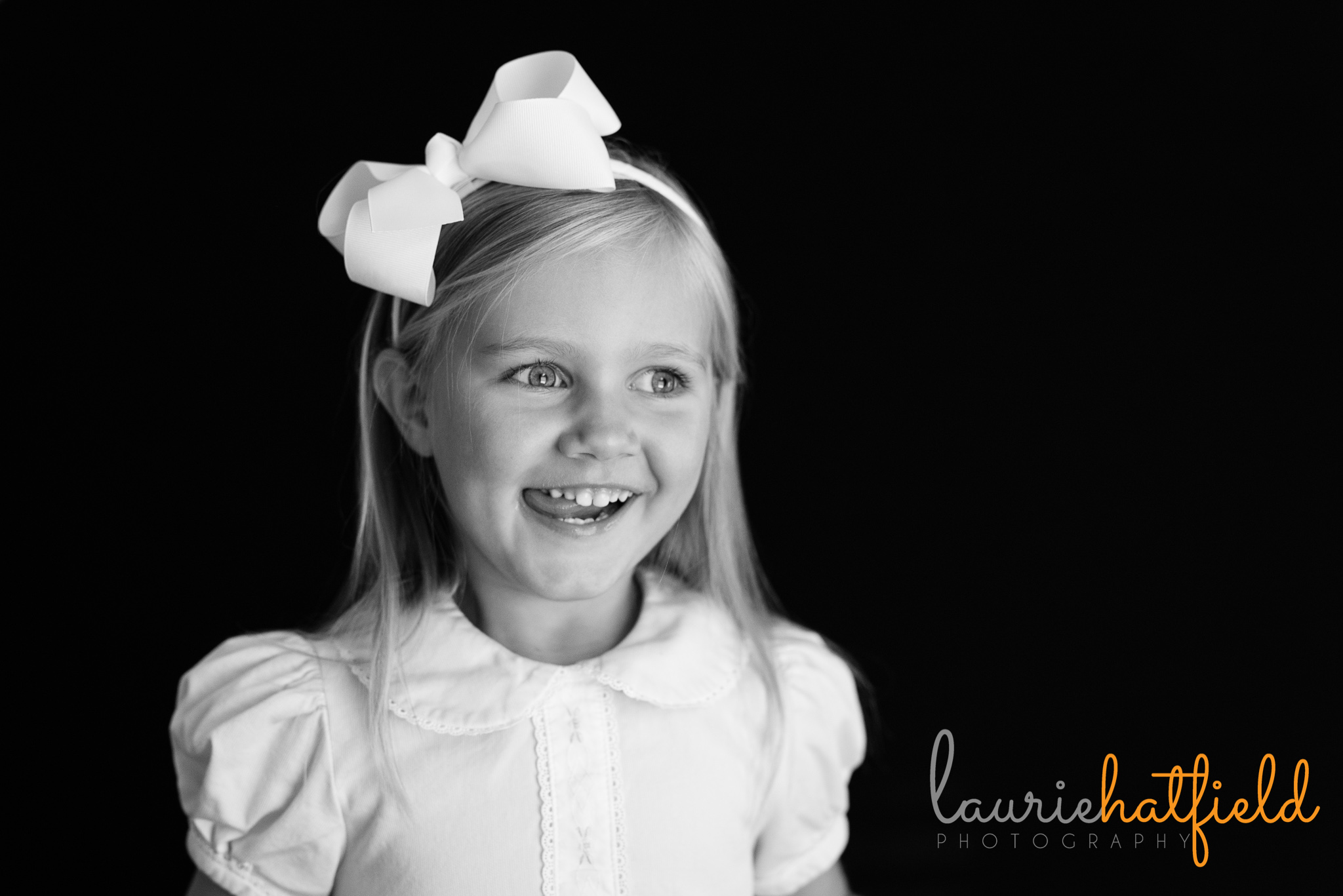 black and white portrait of a 3 year old girl | Mobile al school photographer