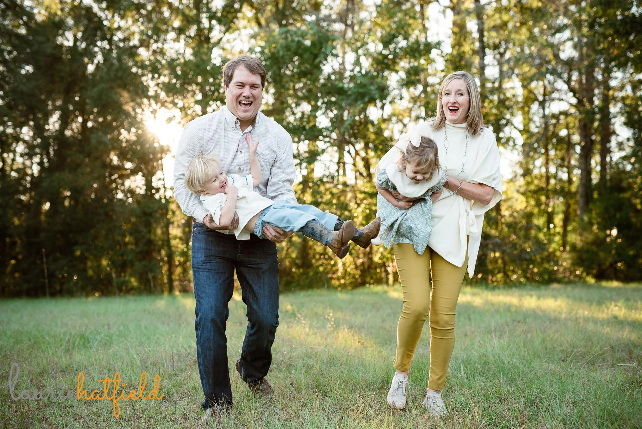 family of four with 3-year-old twins | Fairhope AL lifestyle photographer