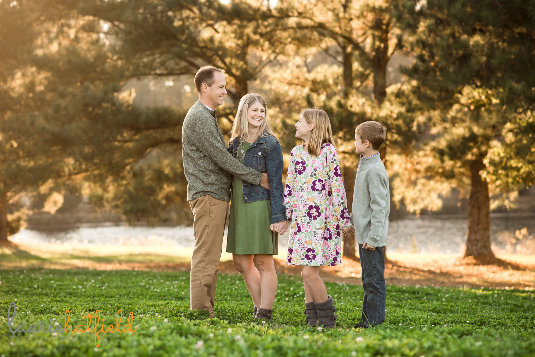 family of four in field | Fairhope Al photographer