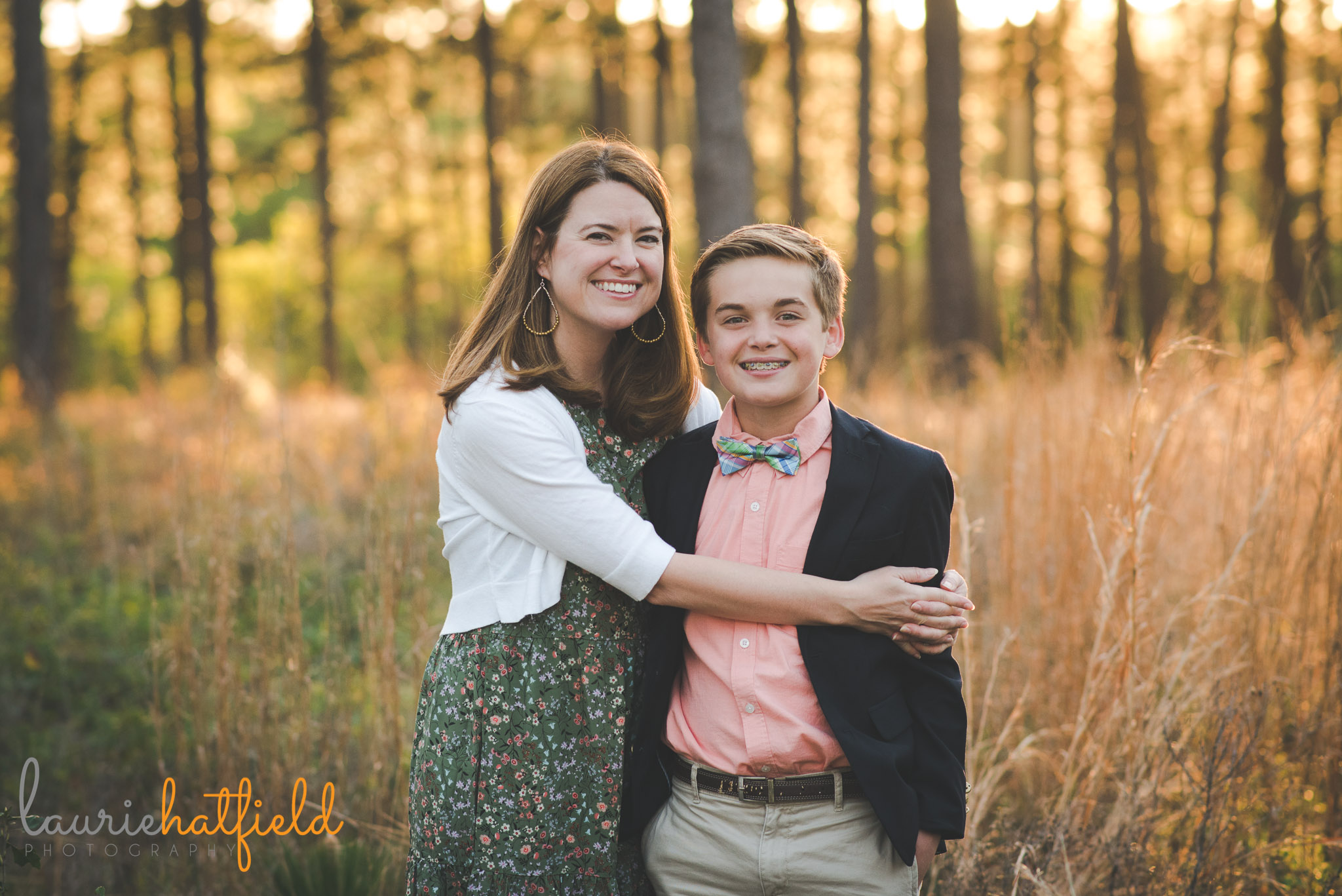 mom with 12-year-old son in field | Fairhope AL family photographer
