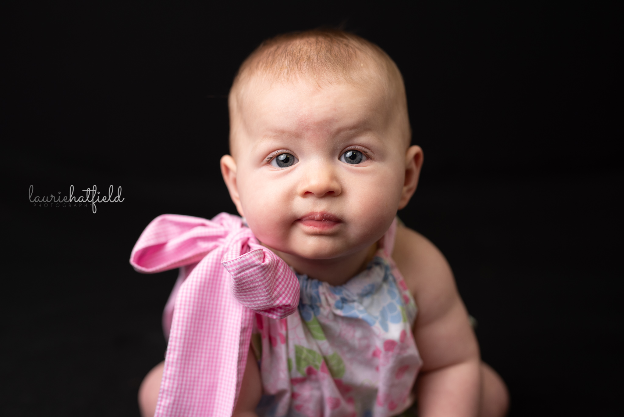 baby girl with pink bow | Mobile AL school photographer
