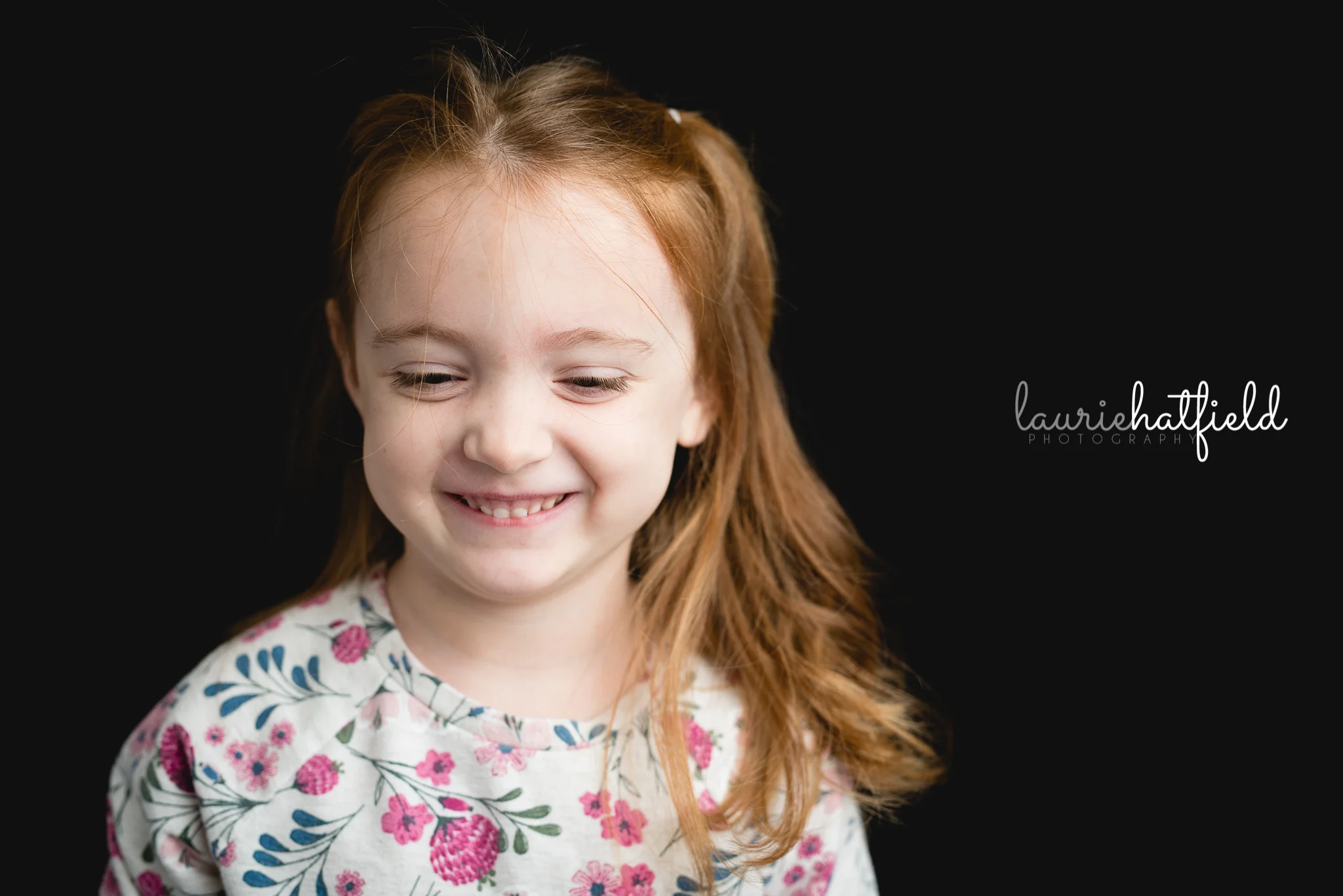 girl with red hair and flower dress | Decatur AL school photos