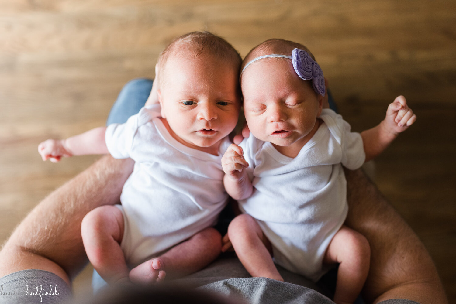 twins in white onesie | Huntsville AL newborn photographer
