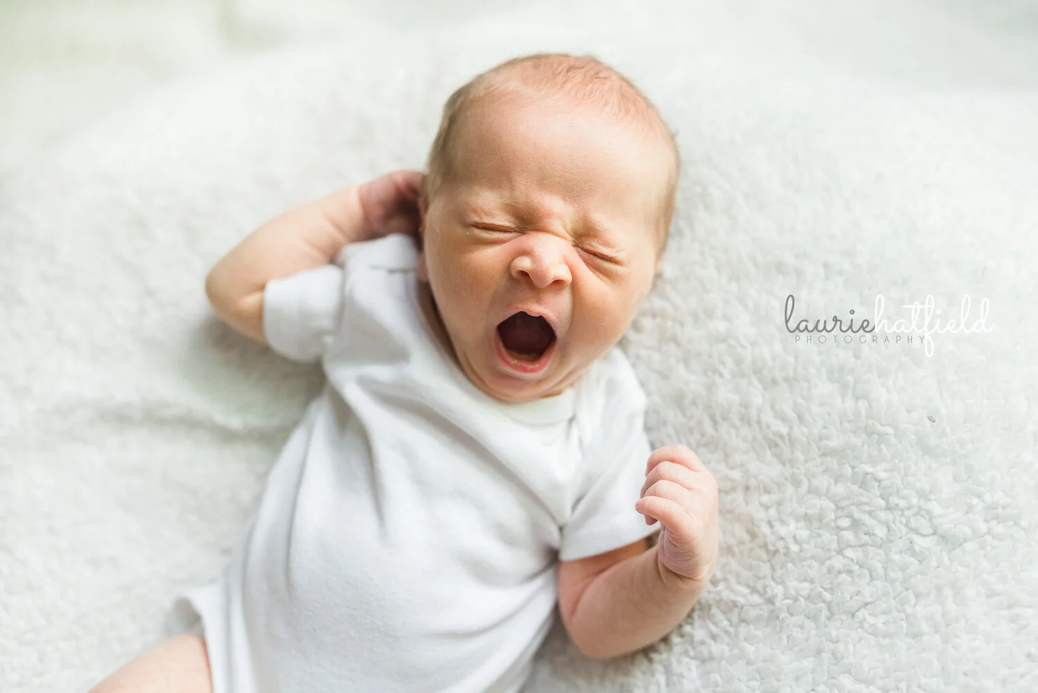 baby boy yawning | Huntsville AL newborn photo session