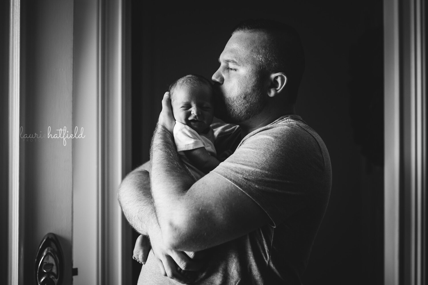 black and white dad and baby | Huntsville AL newborn photographer