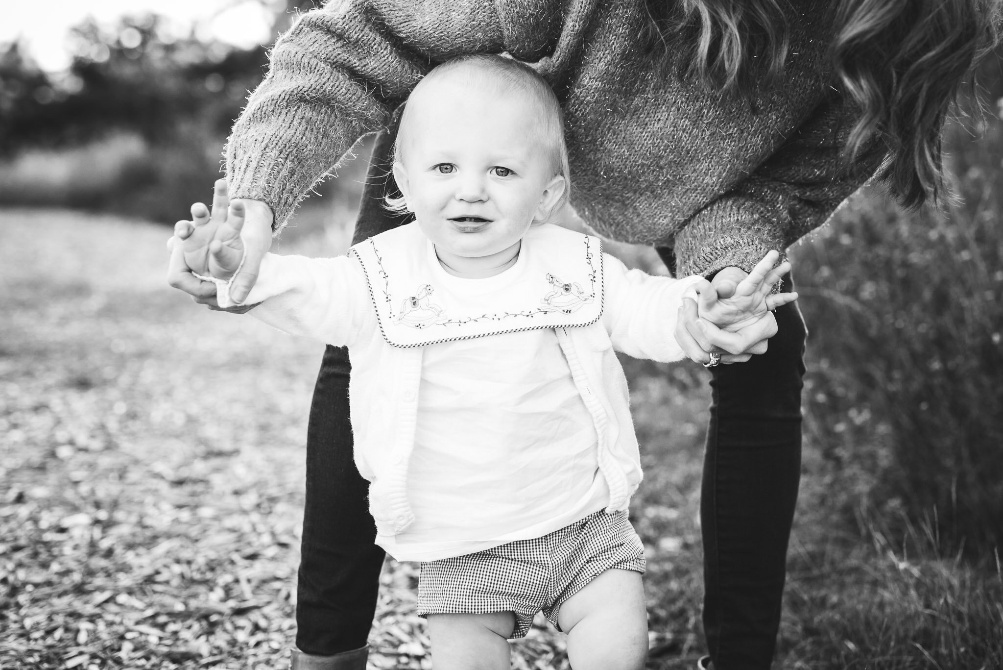 toddler boy holding mom's hands | Huntsville AL family photo session