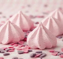 Pink Meringues with Rosewater Cream