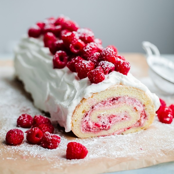 Raspberry Roll Cake