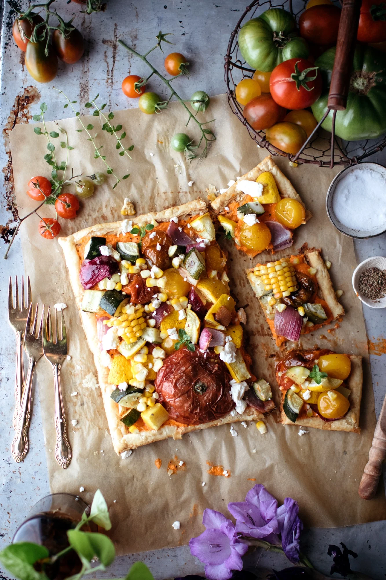 Garden Tart With Roasted Red Pepper &amp; Feta Spread