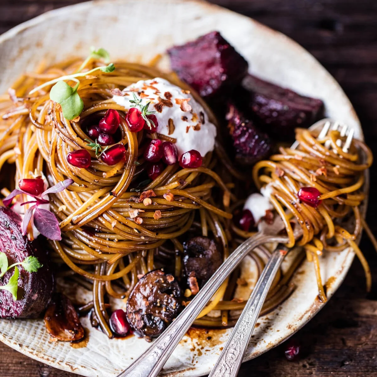 Caramelized Balsamic Goat Cheese Pasta