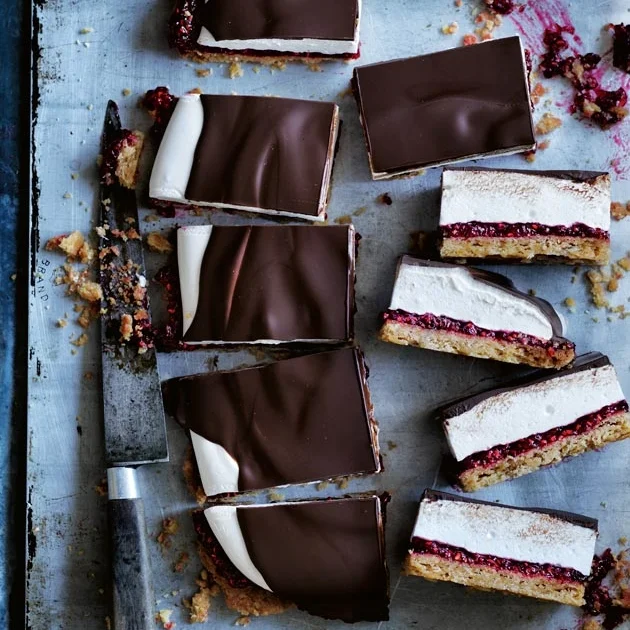 Chocolate and Raspberry Marshmellow Slice