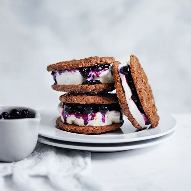 Blueberry and Coconut Ice-cream Sandwiches