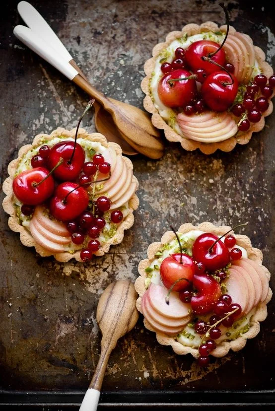 Fruit Tarts with Coconut Pastry Cream &amp; Pistachios