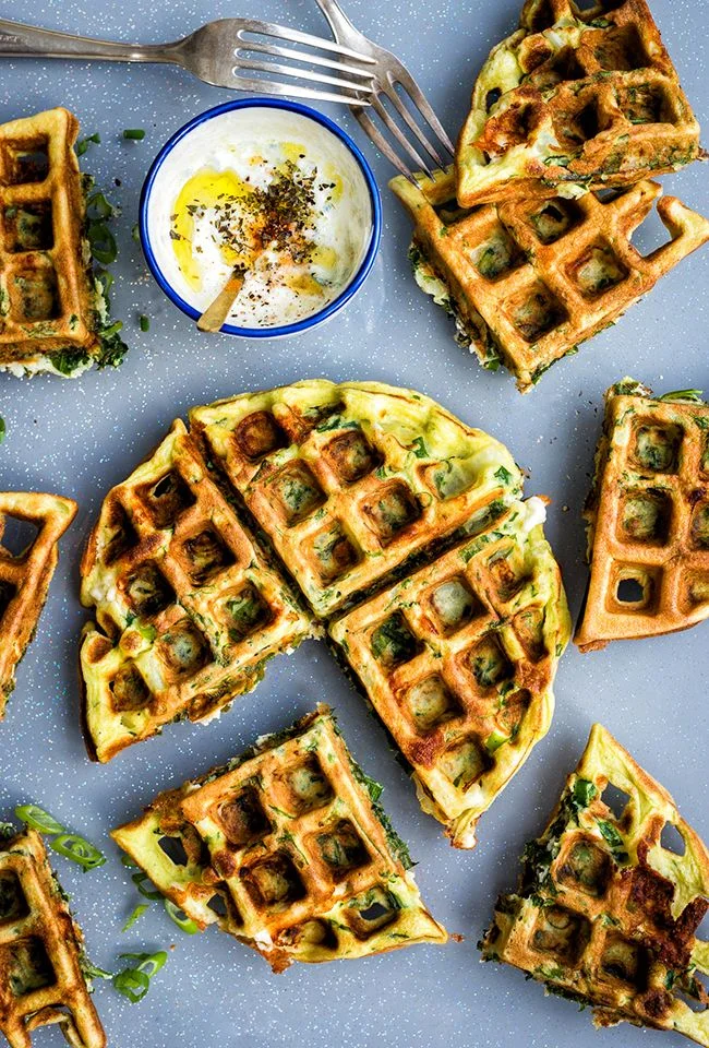 Greek Spinach, Feta and Potato Waffles