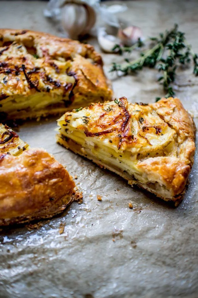 Potato Asiago &amp; Caramelized Onion Galette