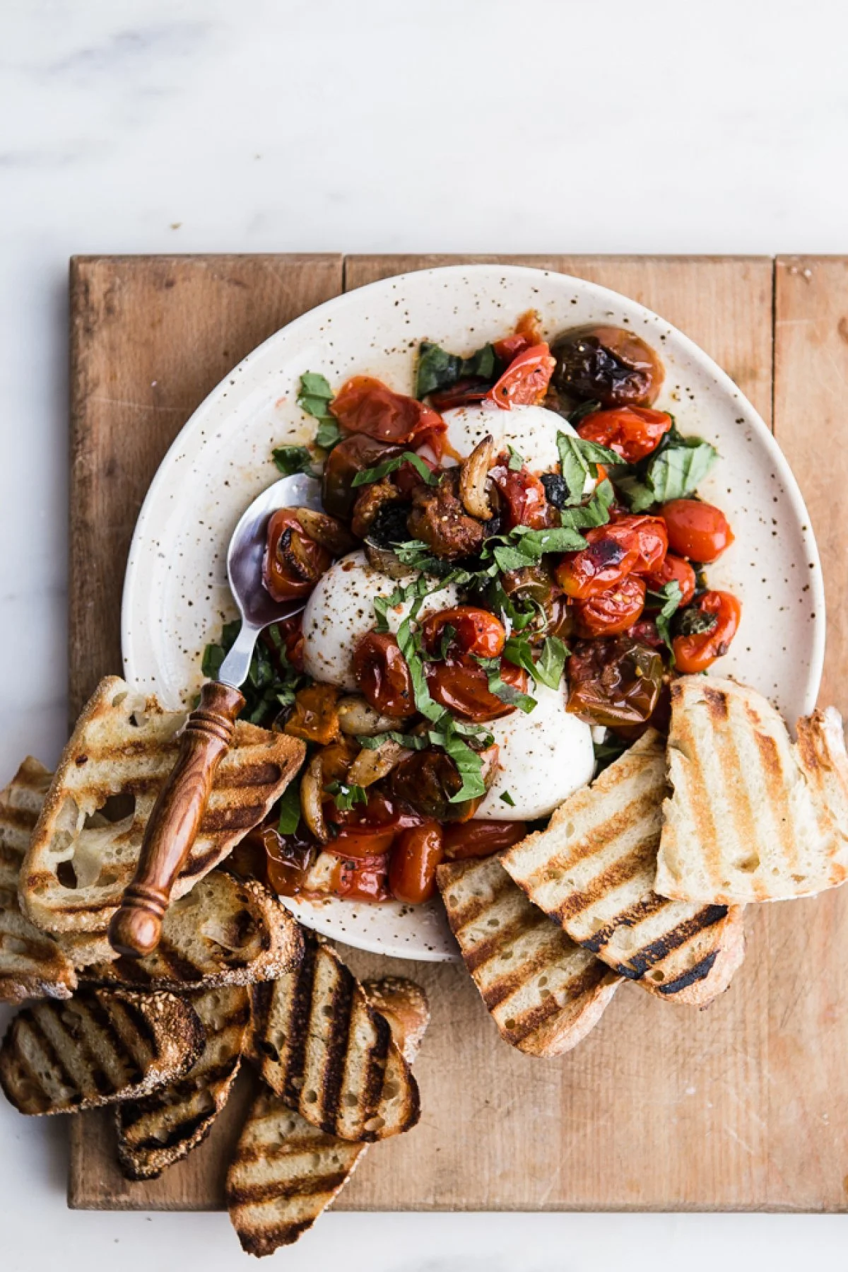 Braised Tomatoes With Burrata