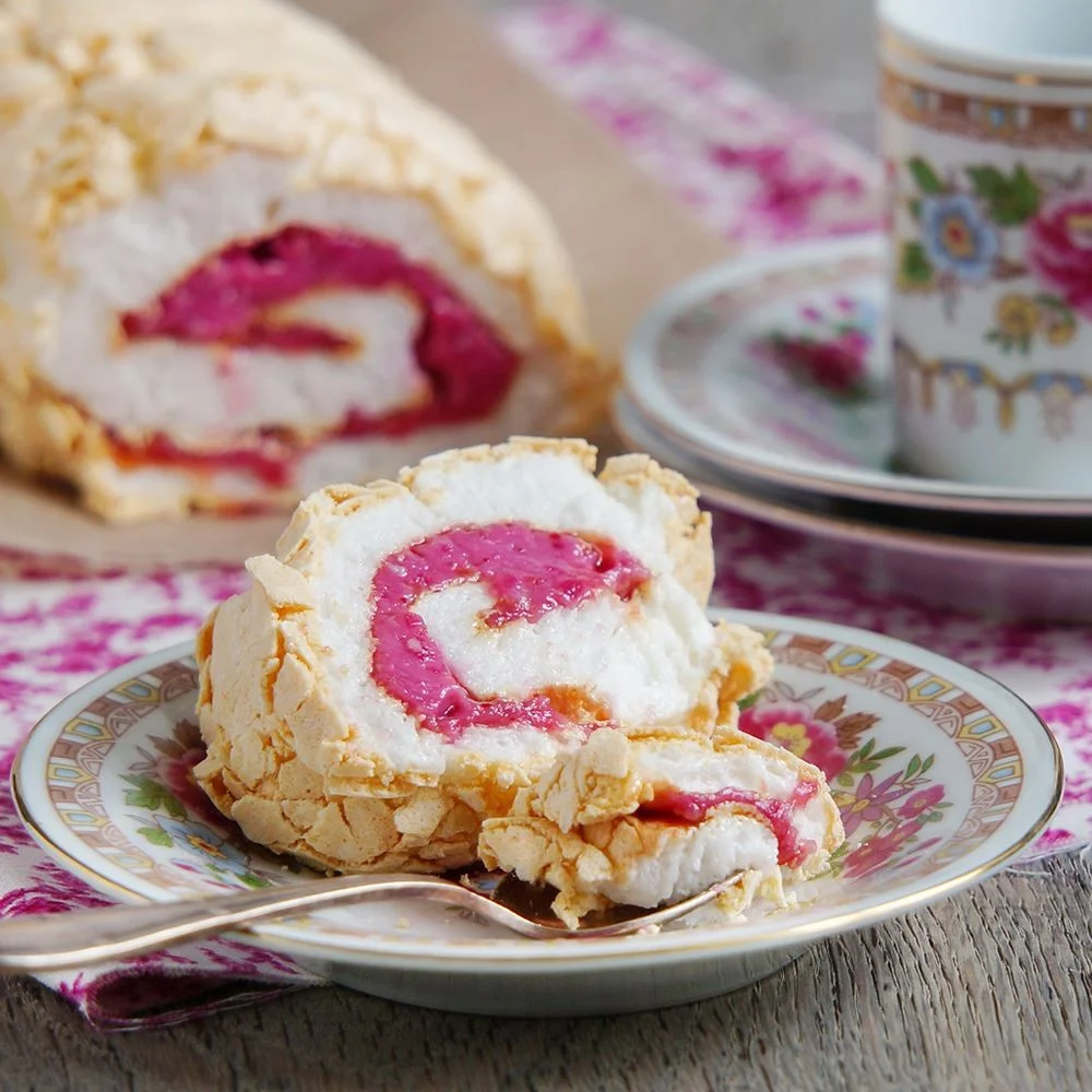 Cranberry Meringue Roulade