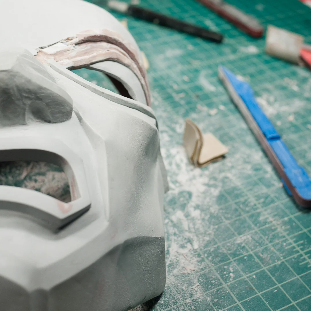 Dishonored Overseer mask brow sculpting and sanding