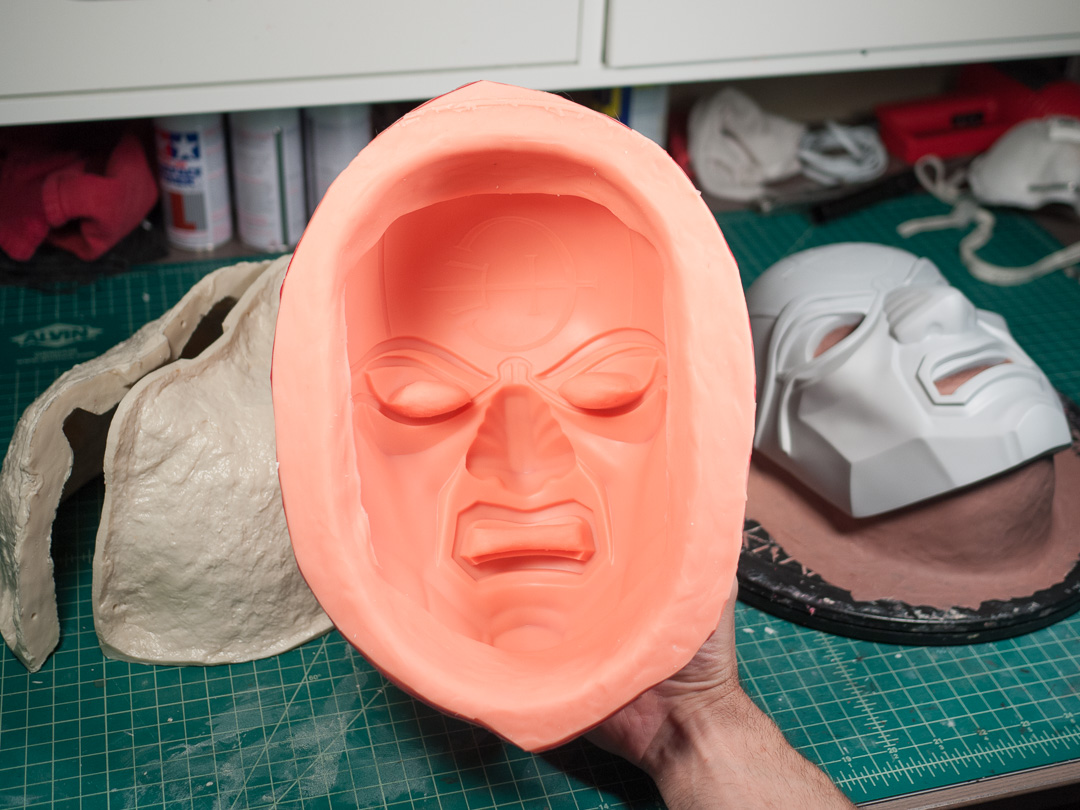 Dishonored Overseer mask mold made with Rebound 25 silicone and a Plasti-Paste hard shell