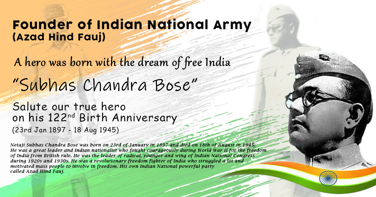 SUBHAS CHANDRA BOSE (23rd Jan 1897 - 18th Aug 1945)