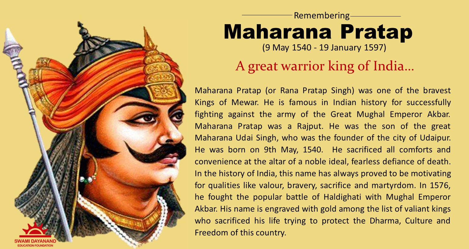 MAHARANA PRATAP (9th May 1540 - 19th Jan 1597)