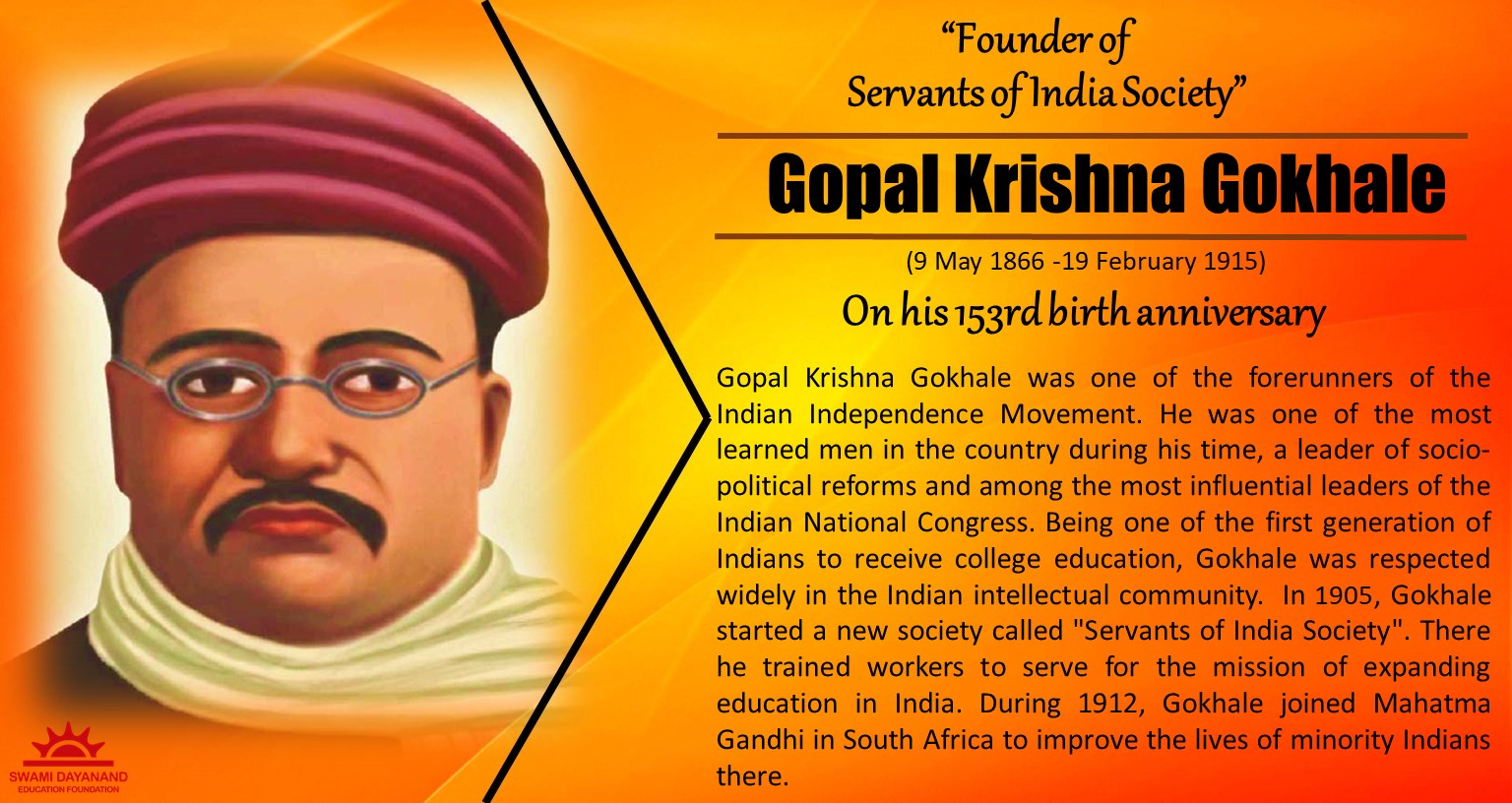 GOPAL KRISHNA GOKHALE (9th May 1866 - 19th Feb 1915)